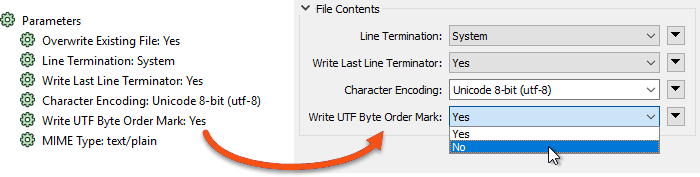 Setting a writer parameter